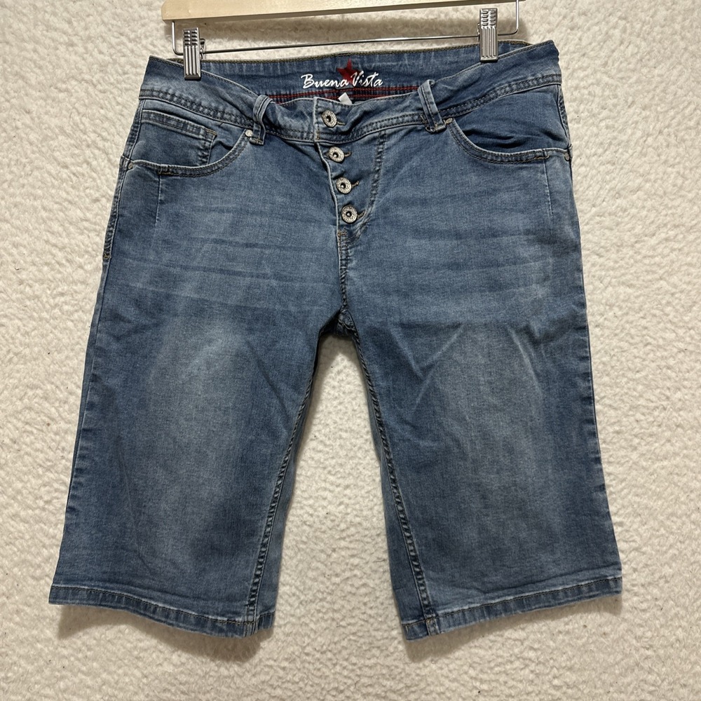 Buena Vista Jeans Shorts Size XL Blue Womens Stretch Bermuda Malibu Shorts Capri